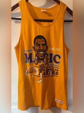 Vintage Mitchell & Ness L.A. Lakers Magic Johnson caricature graphic Tank Top M